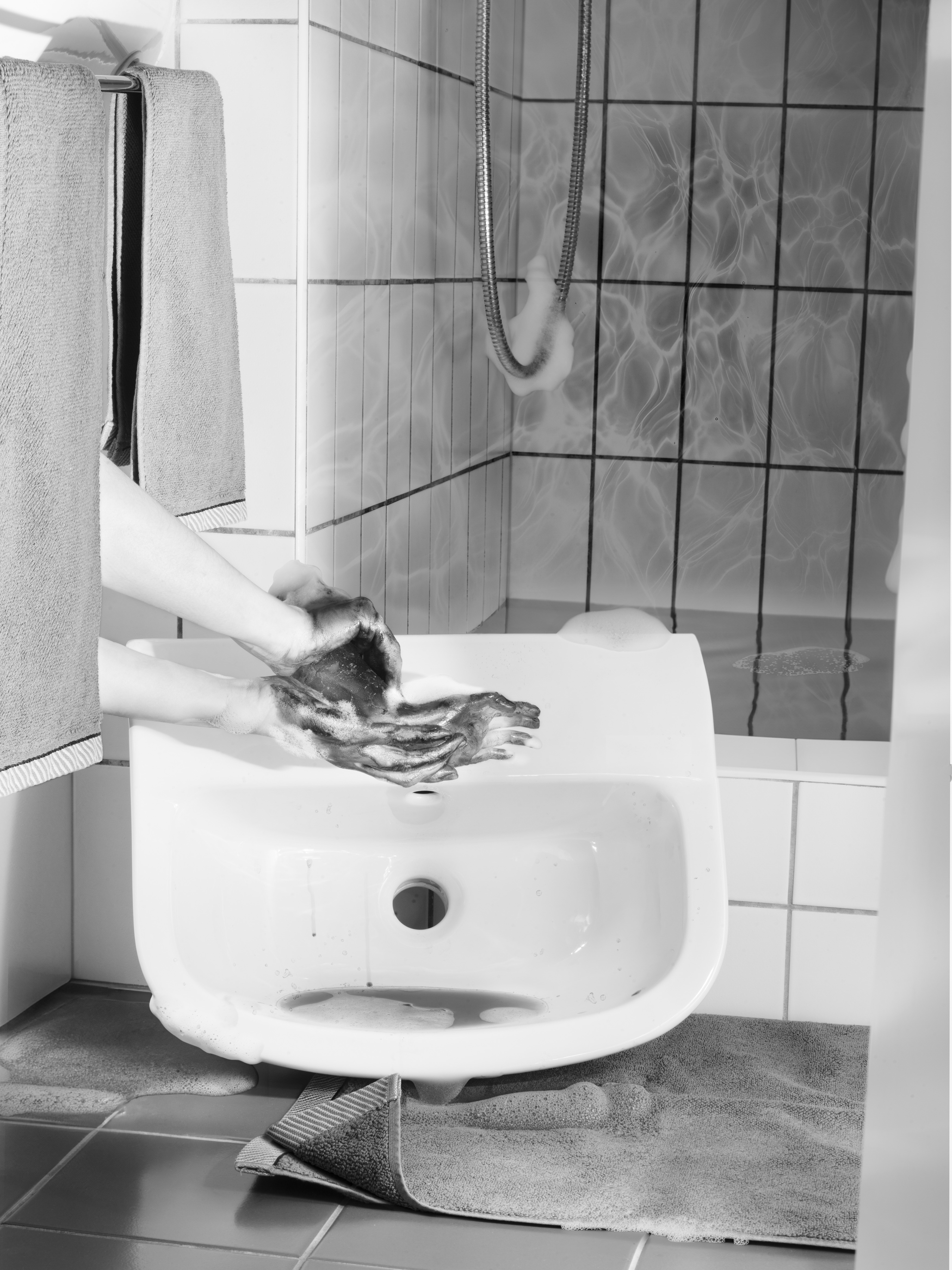 Hands wash, soap hands been washed